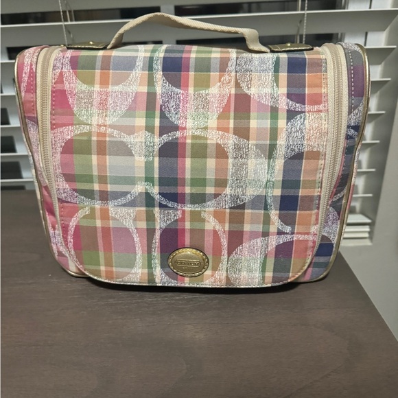 Coach Poppy Multicolor Madras F21886 Cosmetic Makeup Toiletry Travel Bag - Picture 6 of 8
